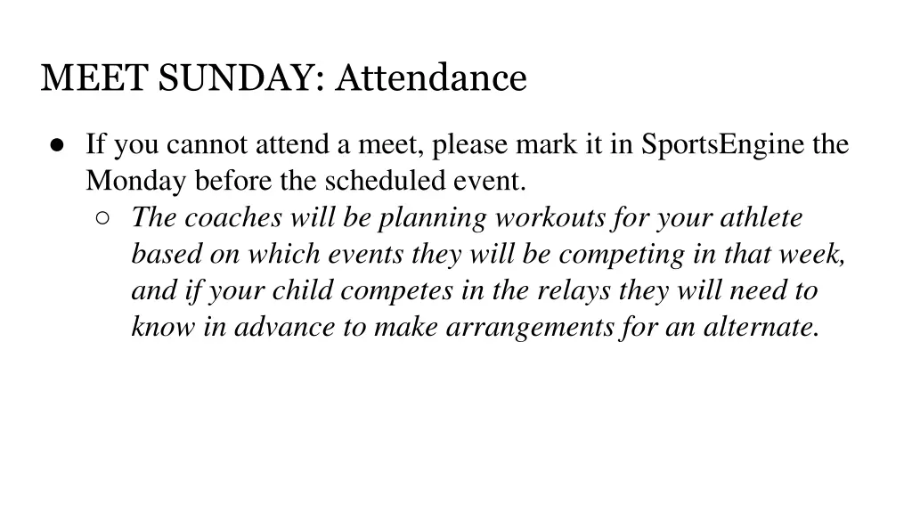 meet sunday attendance