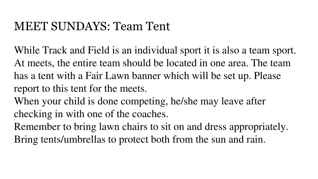 meet sundays team tent