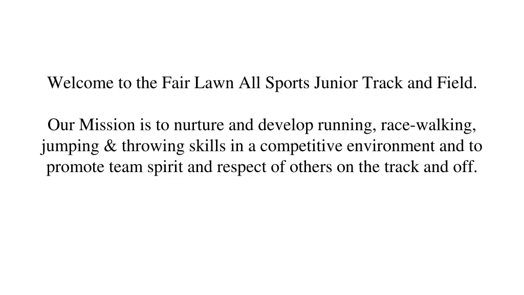 welcome to the fair lawn all sports junior track