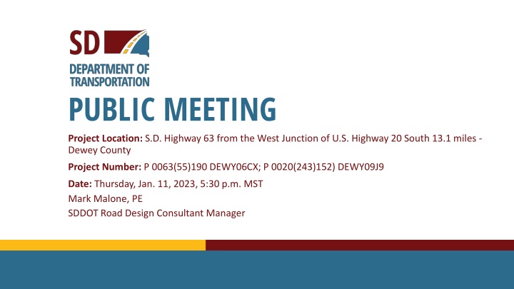 public meeting project location s d highway