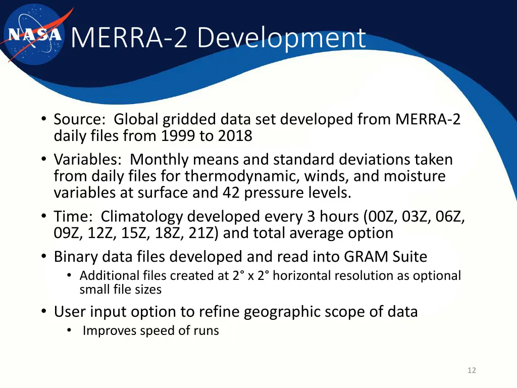 merra 2 development