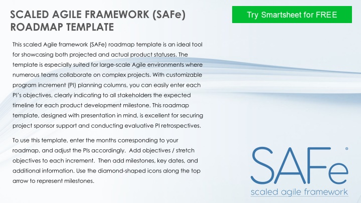 scaled agile framework safe roadmap template