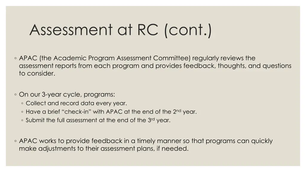 assessment at rc cont