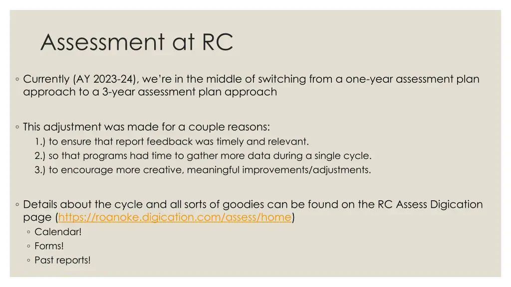 assessment at rc