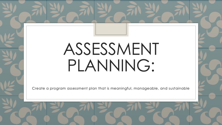 assessment planning