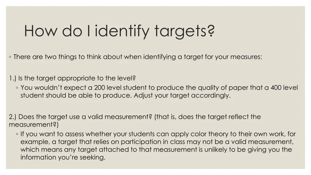 how do i identify targets