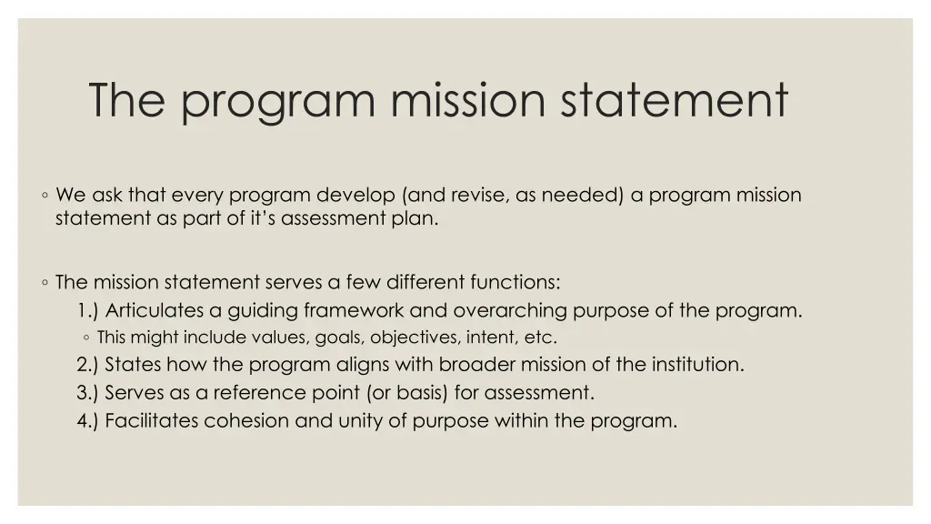 the program mission statement