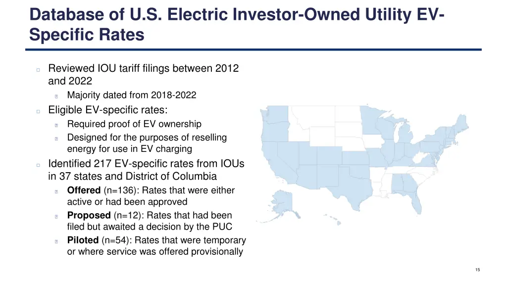 database of u s electric investor owned utility