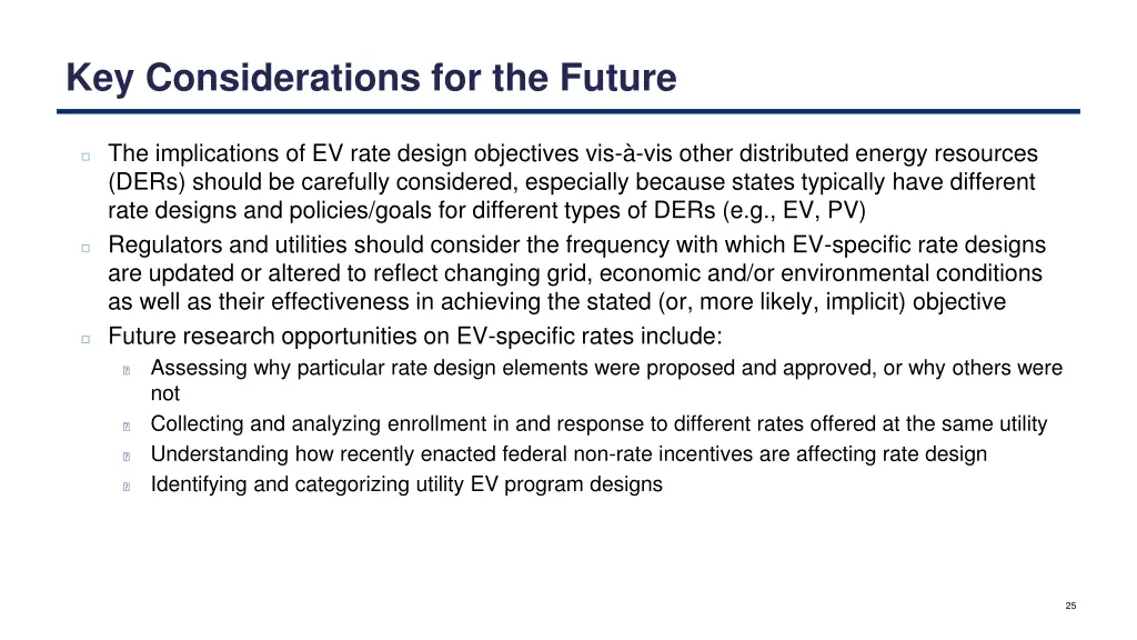 key considerations for the future