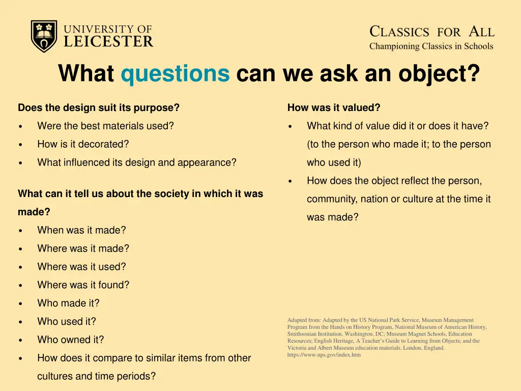 what questions can we ask an object 1