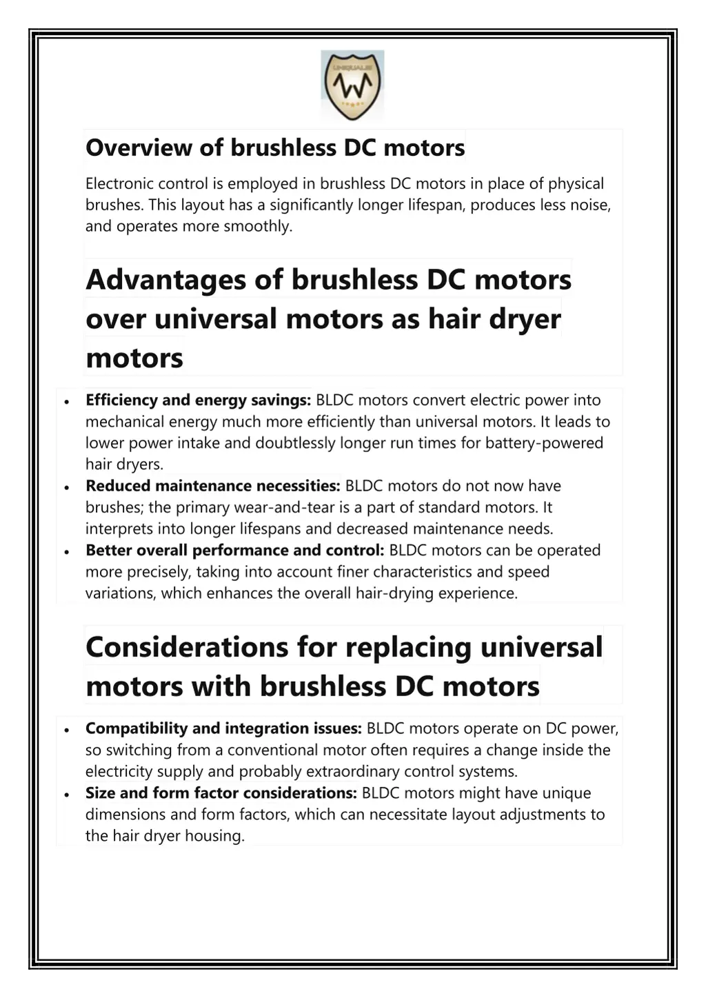 overview of brushless dc motors