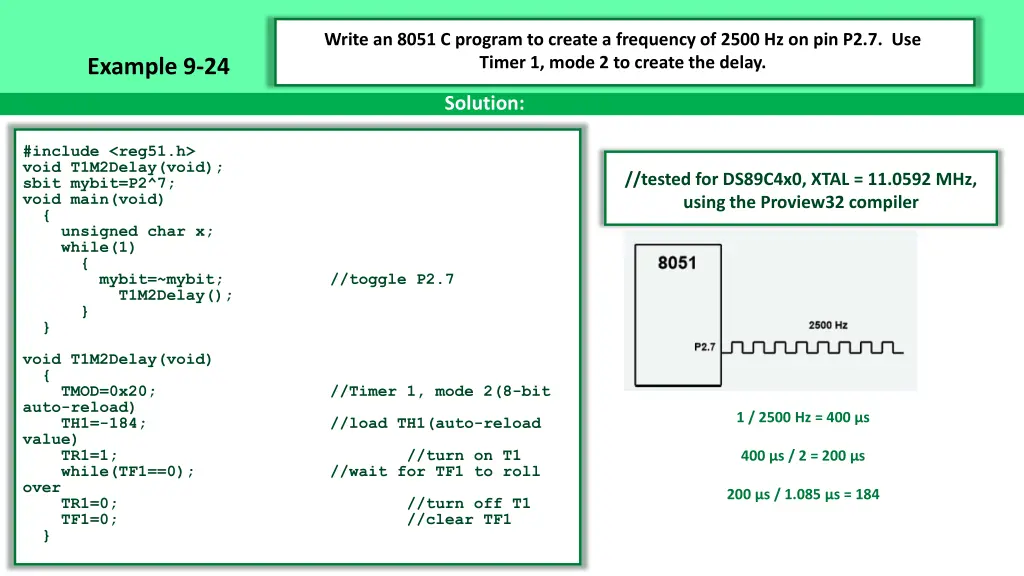 write an 8051 c program to create a frequency