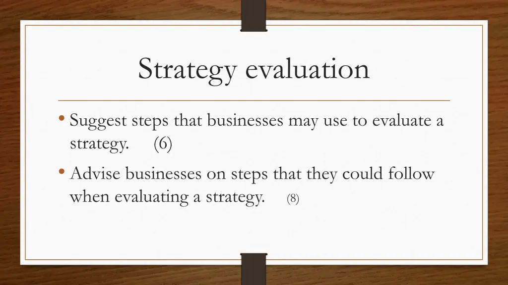 strategy evaluation 1