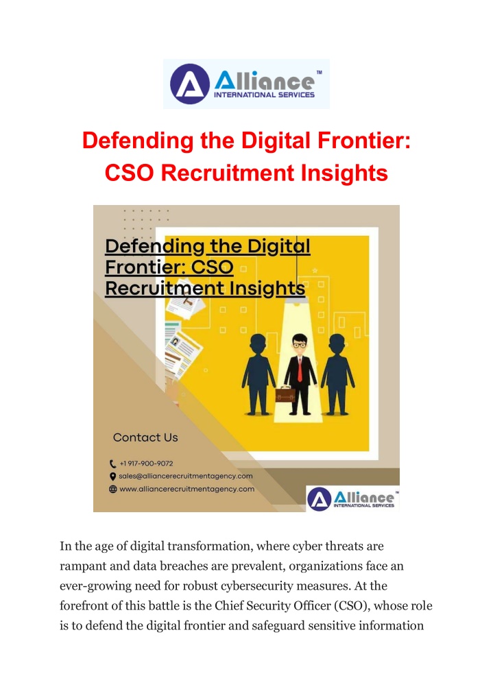 defending the digital frontier cso recruitment