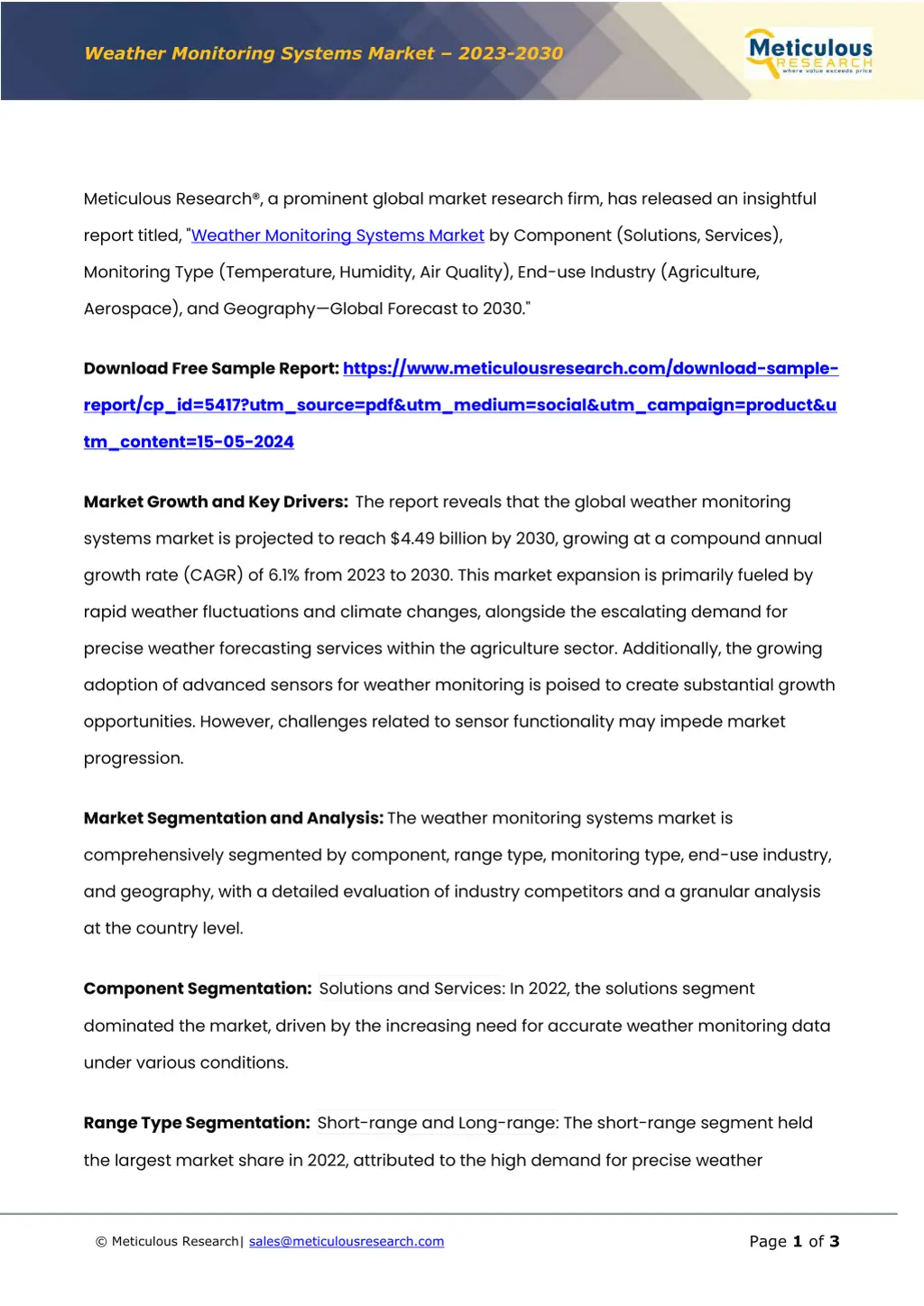 weather monitoring systems market 2023 2030