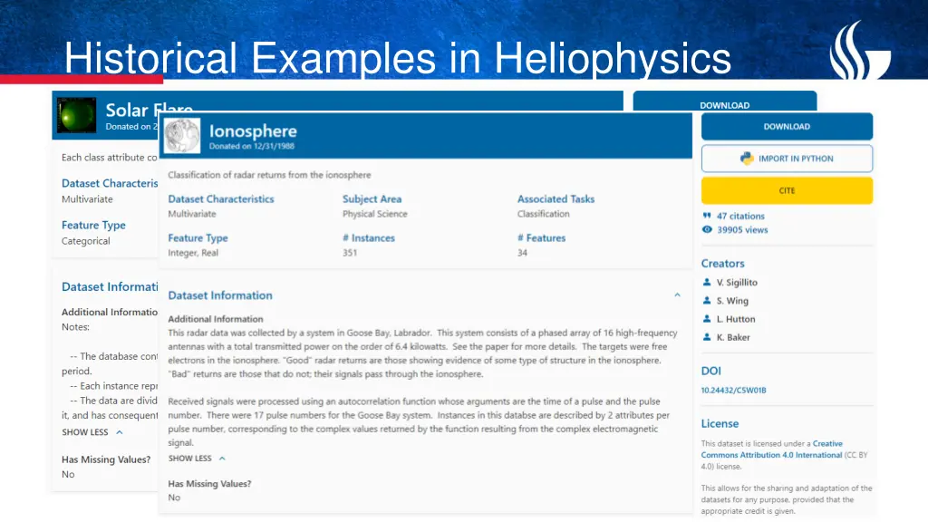 historical examples in heliophysics