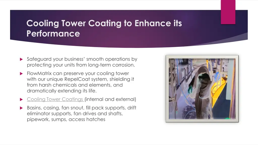 cooling tower coating to enhance its performance