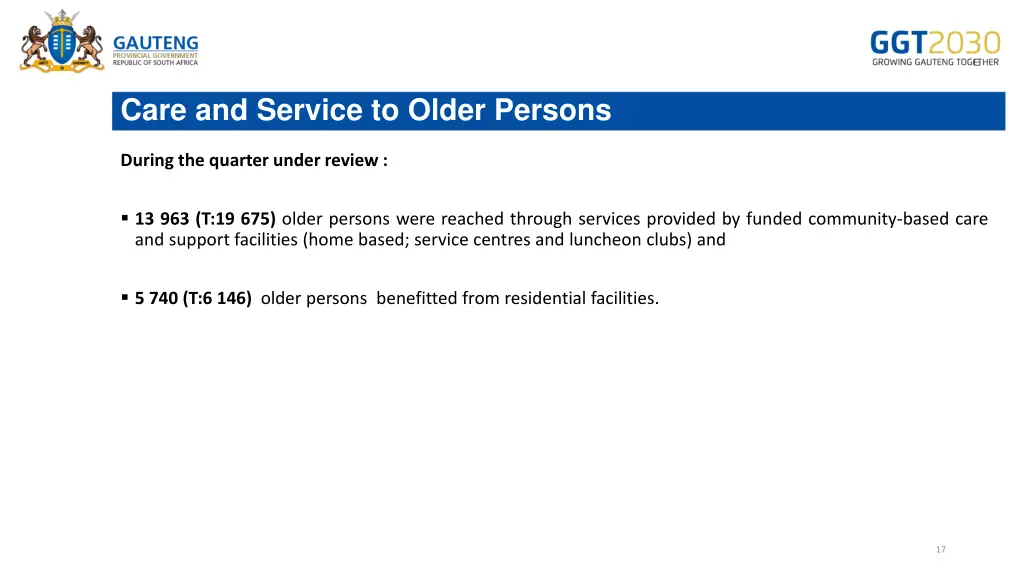 care and service to older persons