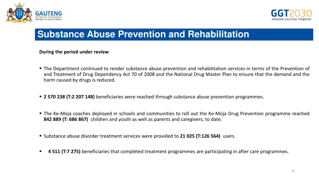 substance abuse prevention and rehabilitation