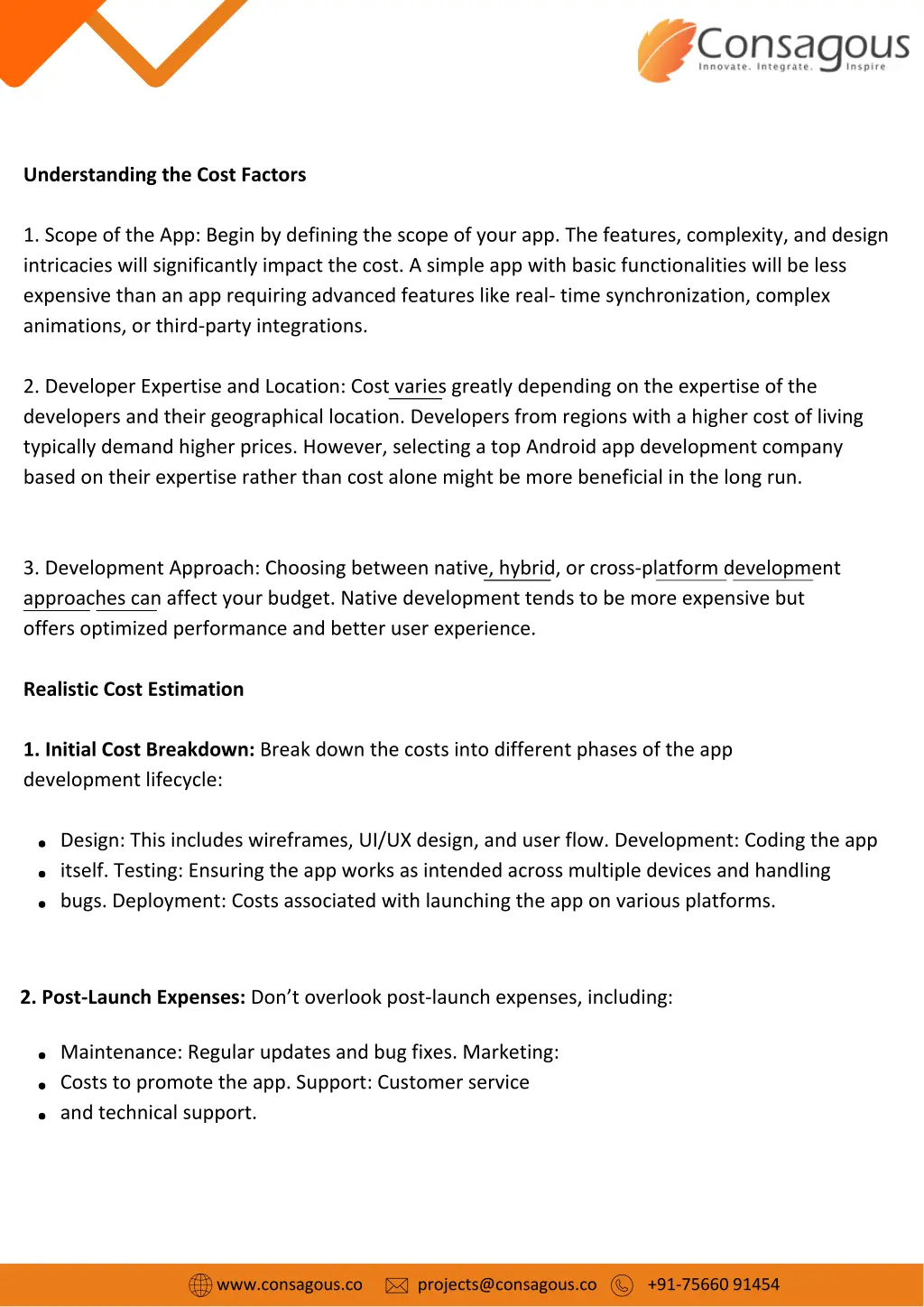 understanding the cost factors