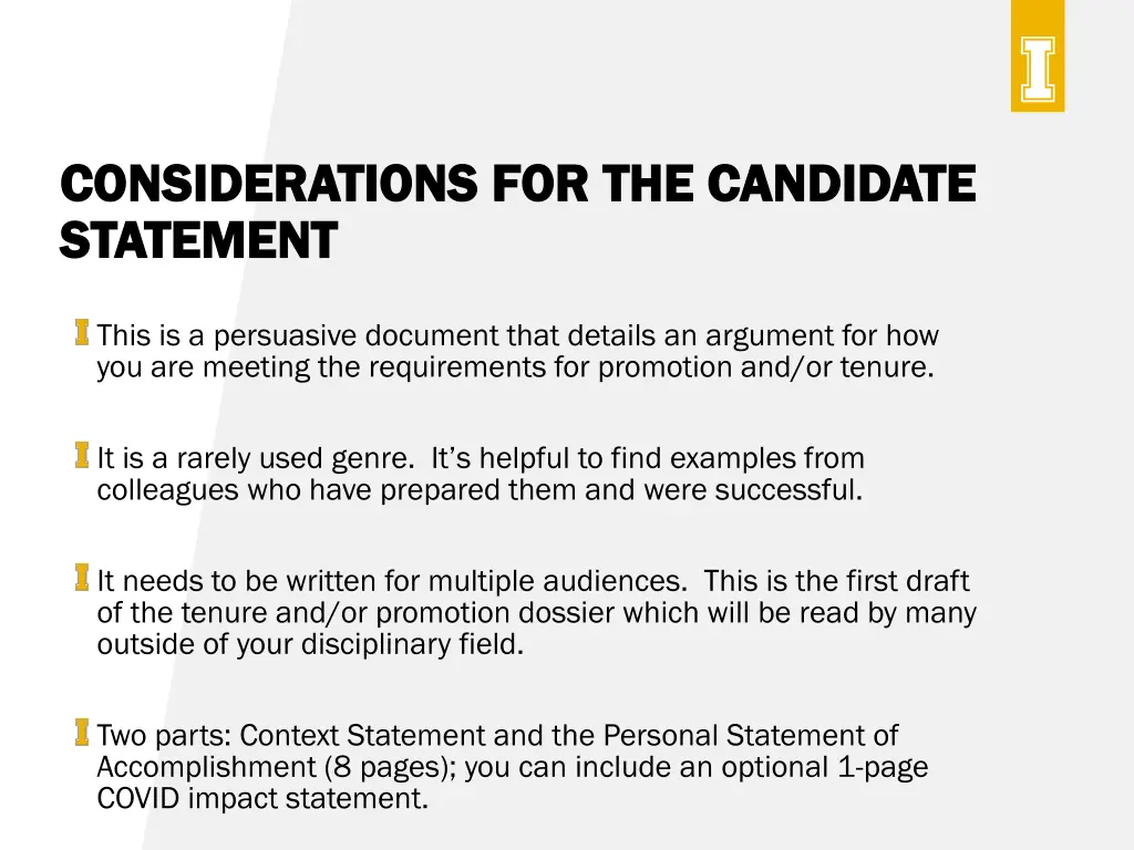 considerations for the candidate considerations