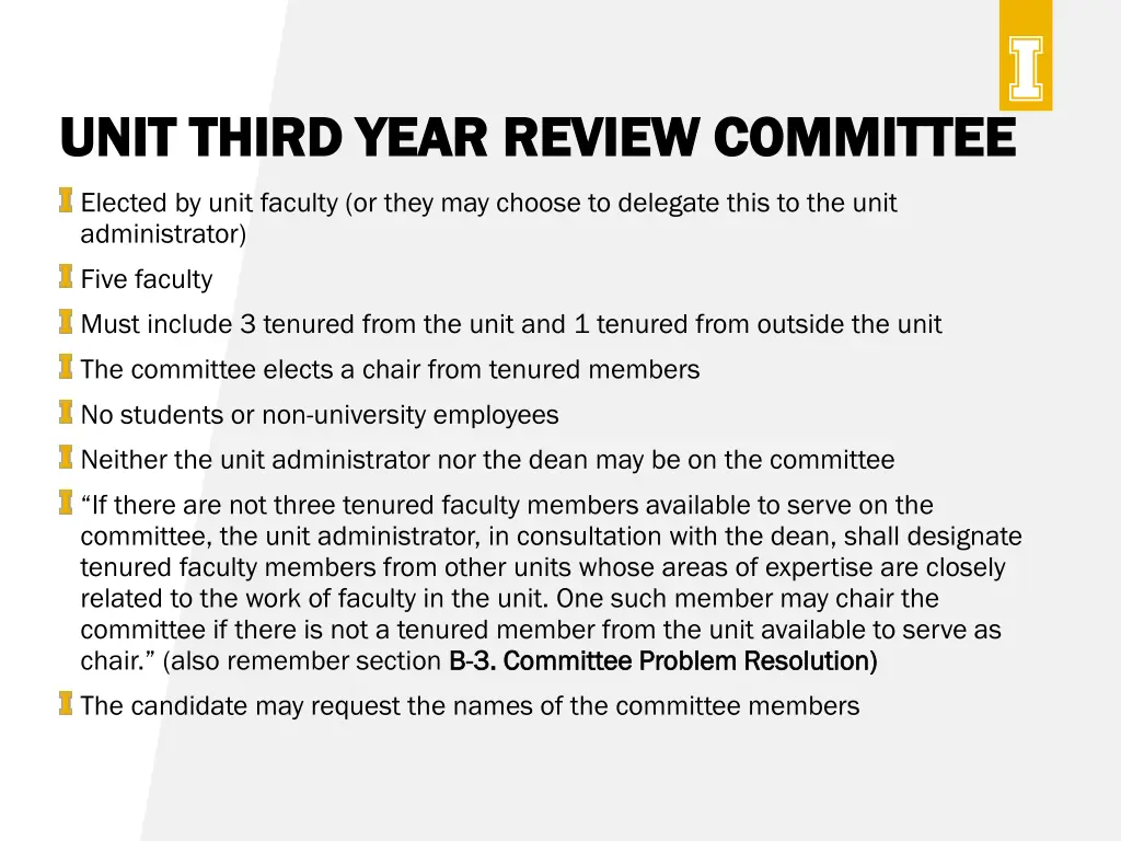 unit third year review committee unit third year