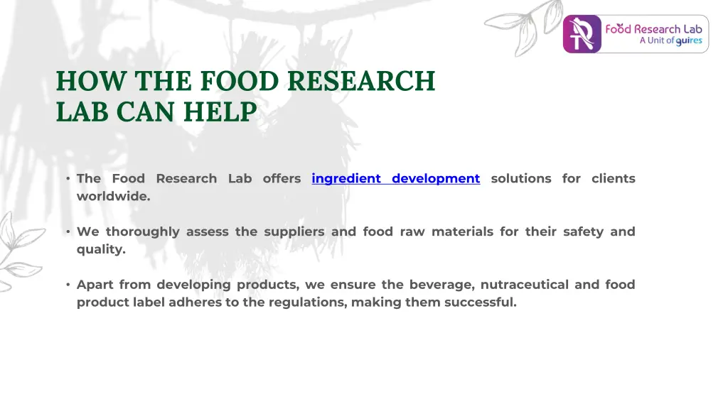 how the food research lab can help