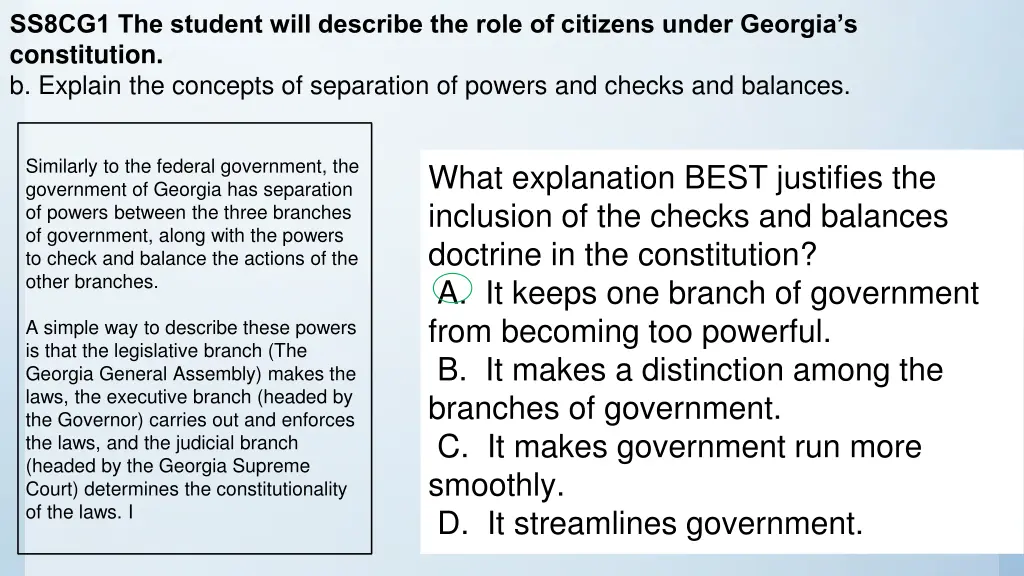 ss8cg1 the student will describe the role 1