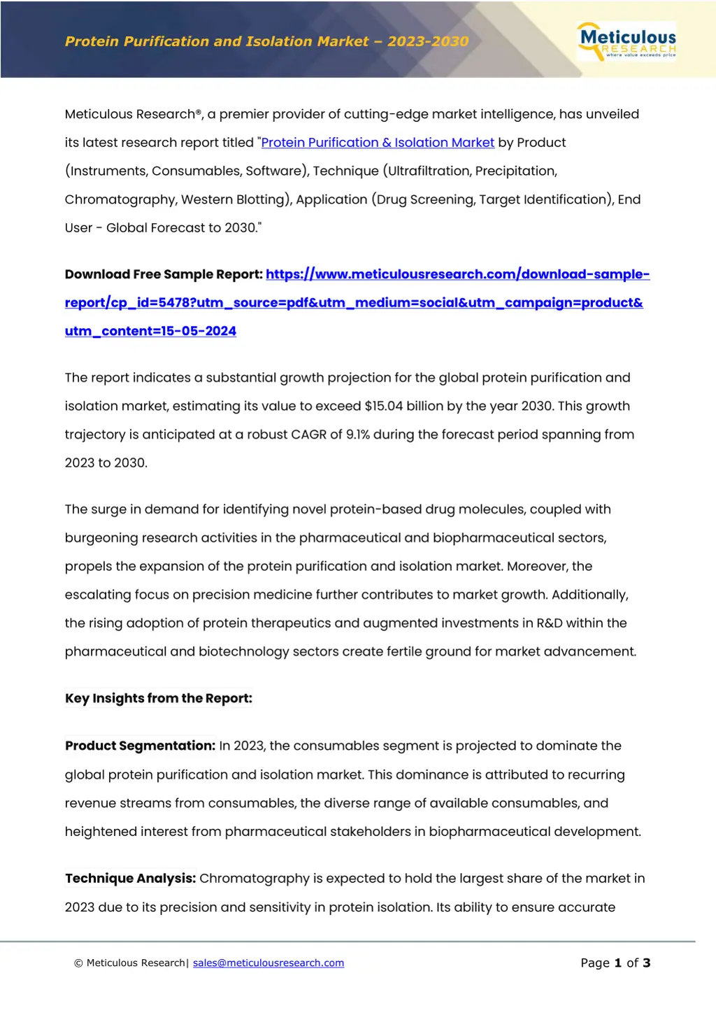 protein purification and isolation market 2023