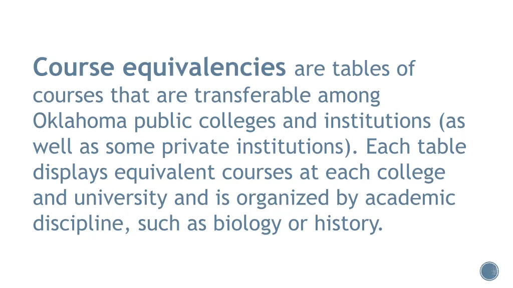 course equivalencies are tables of courses that