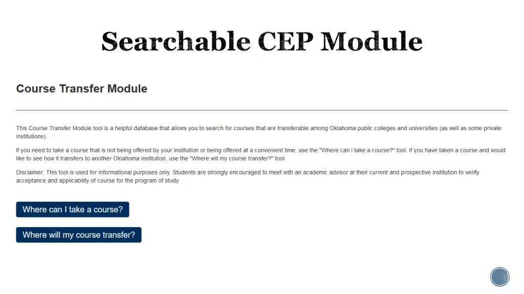 searchable cep module