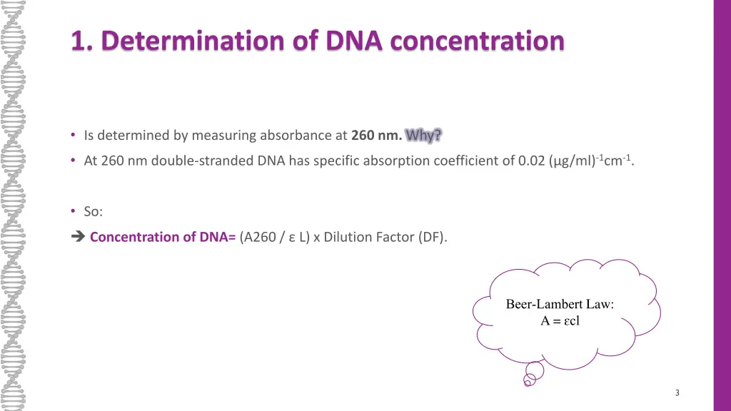 1 determination of dna concentration