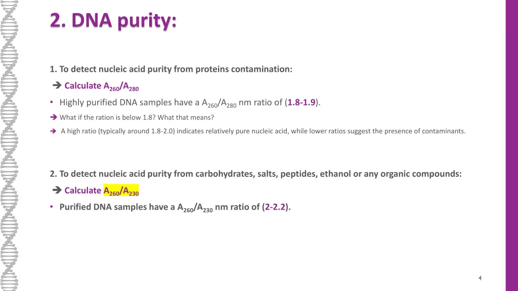 2 dna purity