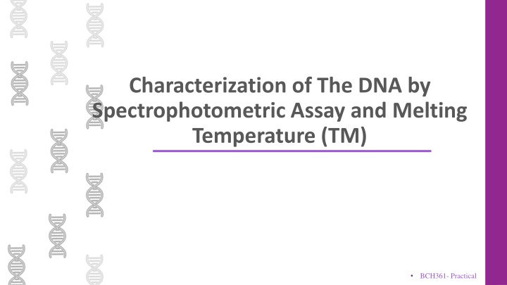 characterization of the dna by spectrophotometric