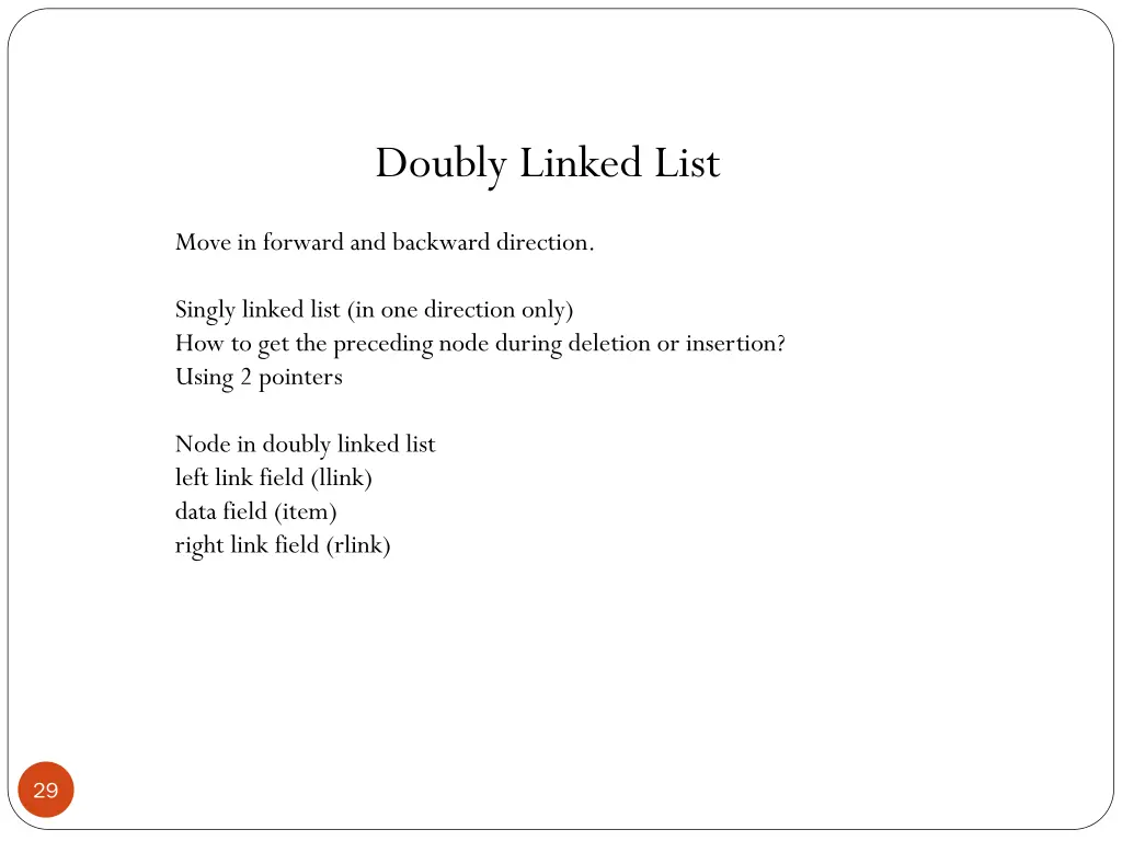 doubly linked list