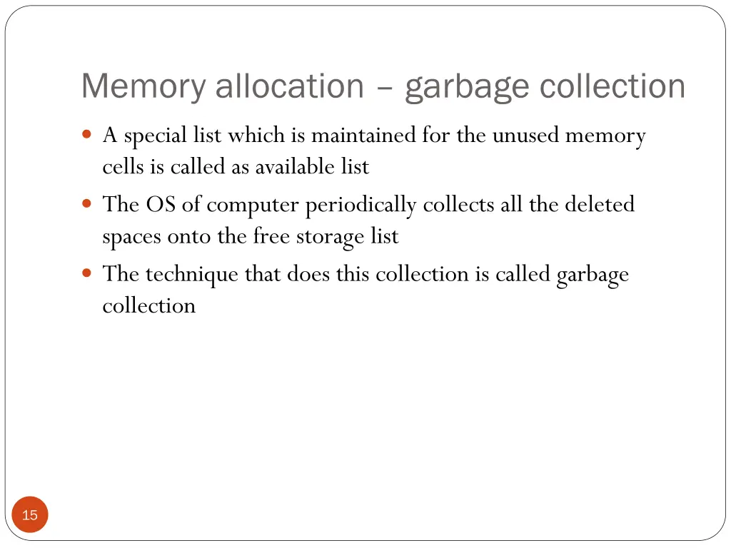 memory allocation garbage collection
