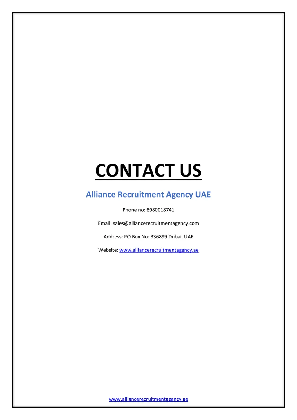 contact us alliance recruitment agency uae phone