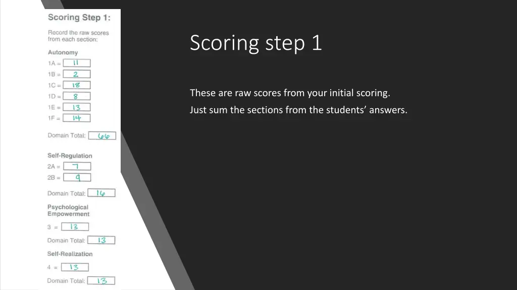 scoring step 1