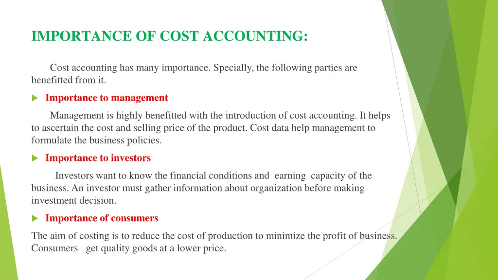 importance of cost accounting