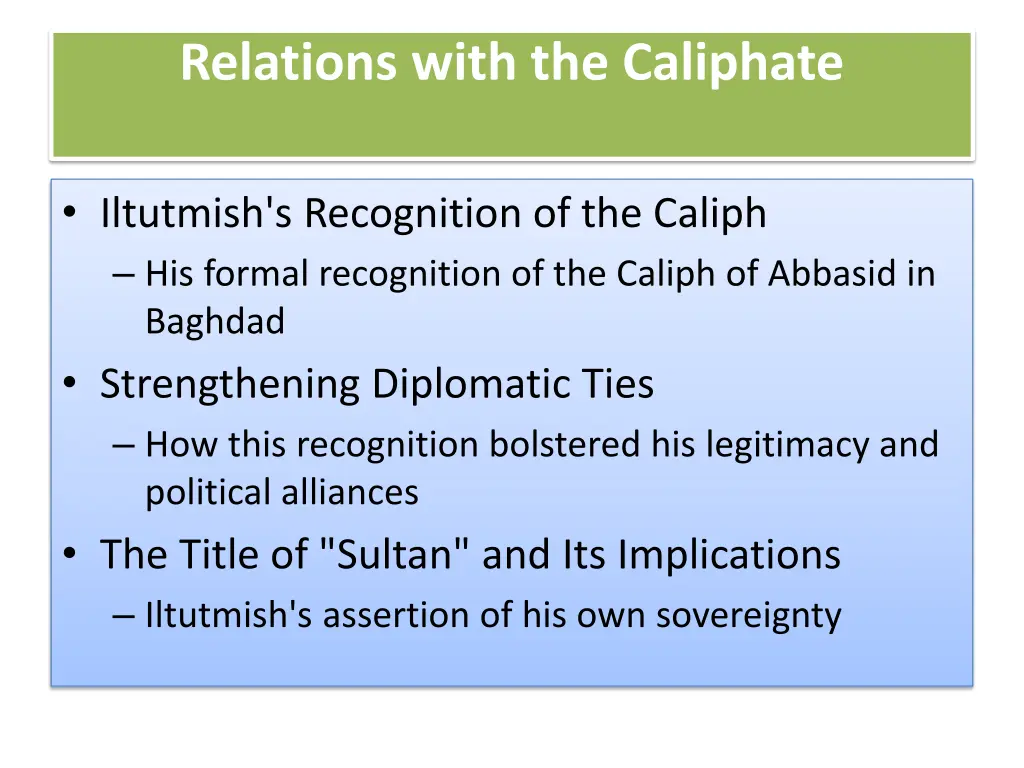 relations with the caliphate