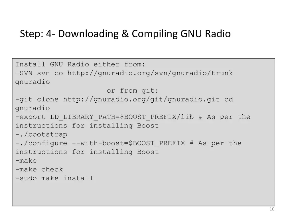 step 4 downloading compiling gnu radio