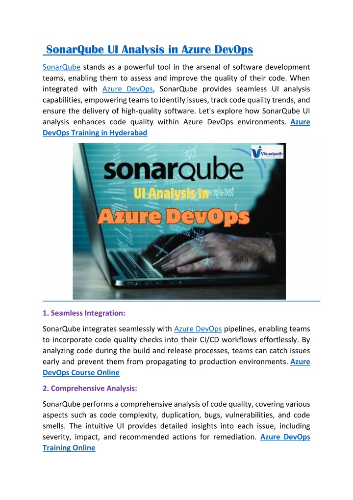 sonarqube ui analysis in azure devops