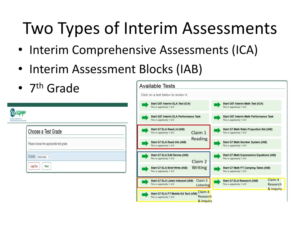 two types of interim assessments interim 1