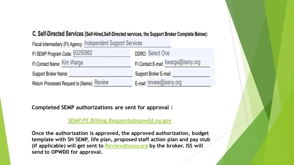 completed semp authorizations are sent