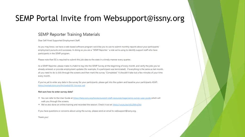 semp portal invite from websupport@issny org