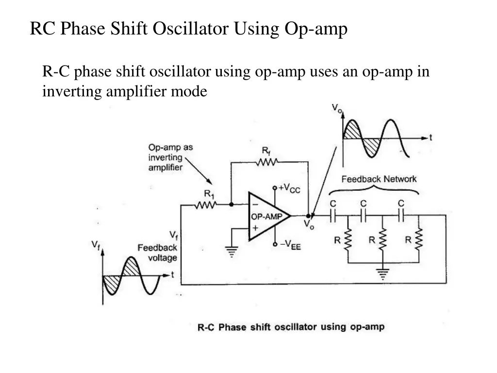 rc phase shift oscillator using op amp