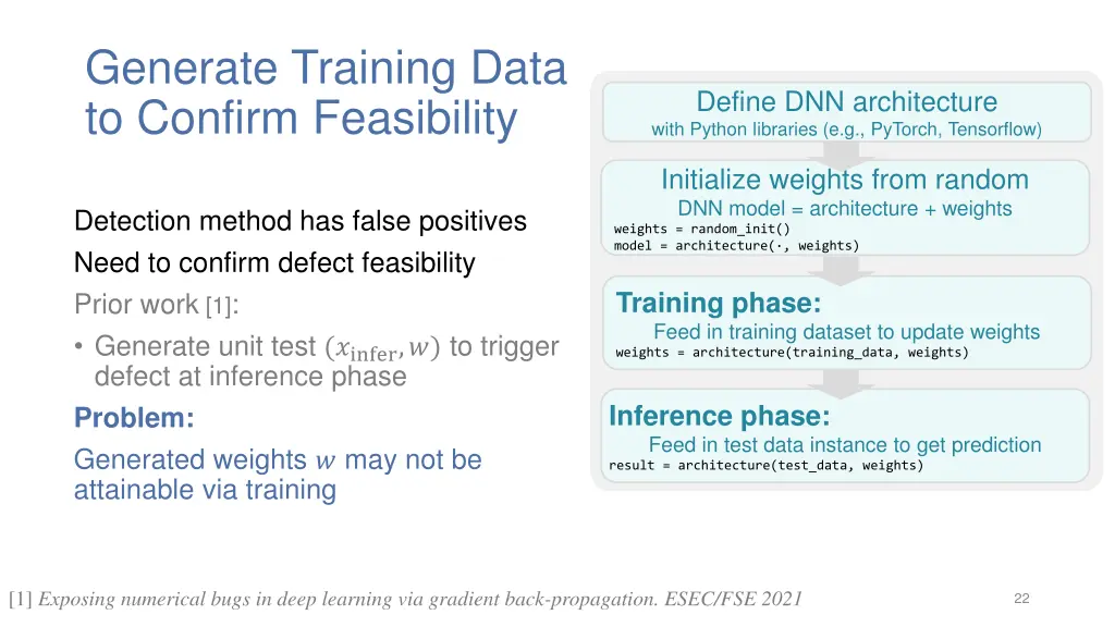 generate training data to confirm feasibility