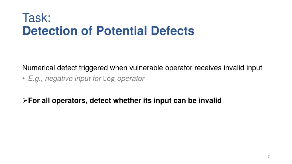 task detection of potential defects