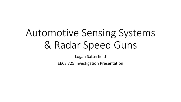 automotive sensing systems radar speed guns