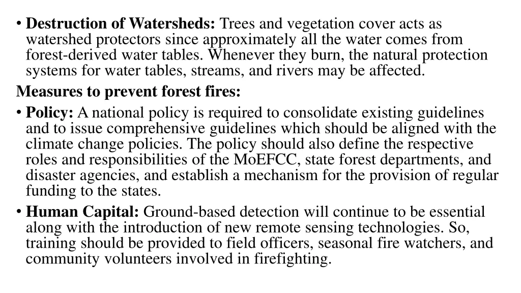 destruction of watersheds trees and vegetation